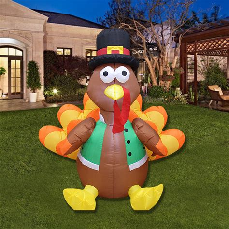 4ft happy thanksgiving turkey inflatable led lighted outdoor lawn yard decoration china