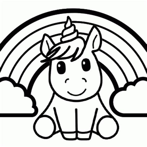 Cute Rainbow Unicorn Coloring Sheet - Mitraland