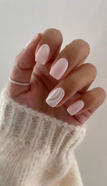 35 Nail Trends 2023 To Have On Your List Nude Pink White Swirl Nails