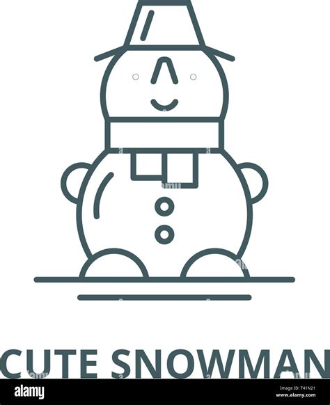 Cute Snowman Line Icon Vector Cute Snowman Outline Sign Concept