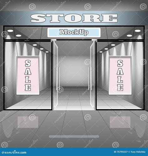 Realistic Store Or Office Interior Template Boutique Illustration With