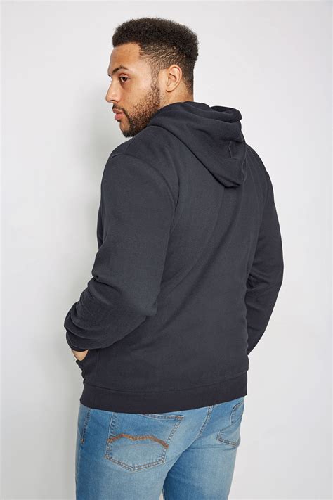 Badrhino Navy Basic Sweat Hoodie With Pockets Extra Large Sizes L To