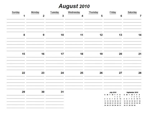 Printable Lined Calendar Printable World Holiday