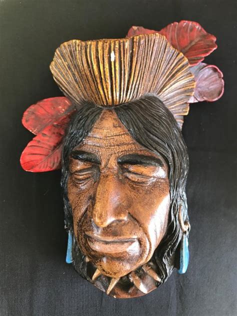 Vintage Indian Head Bust Chalkware 1214