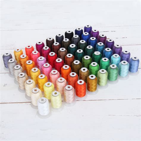 Polyester Embroidery Machine Thread Set 63 Spool Brother Colors 500m