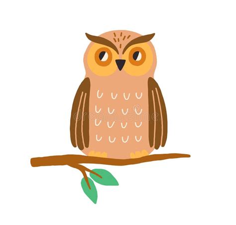 Cute Owl Sitting Branch Stock Illustrations 2606 Cute Owl Sitting