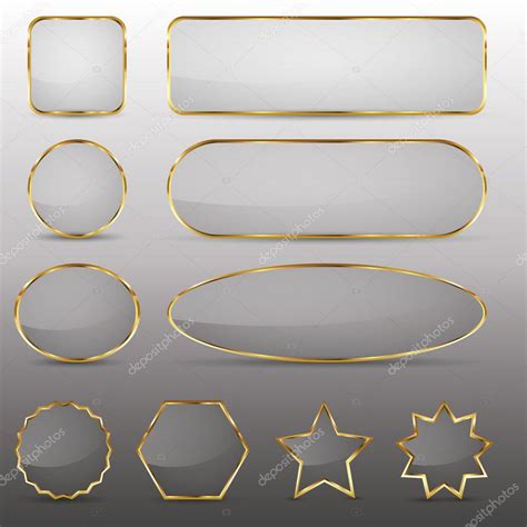 Blank Glass Buttons With Gold Frame Stock Vector Image By ©sorayashan