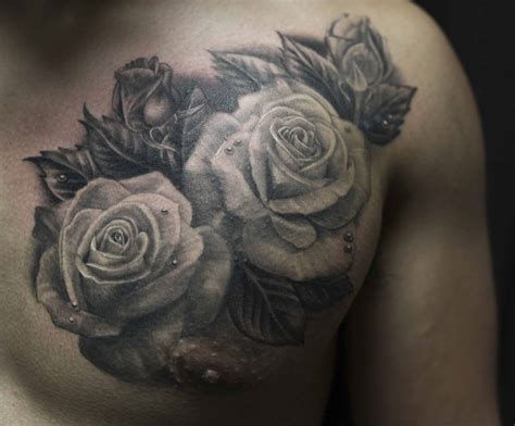 Chest Roses Tattoo Chronic Ink