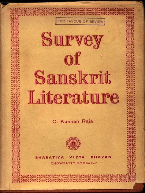 Survey of Sanskrit Literature - C. Kunhan Raja