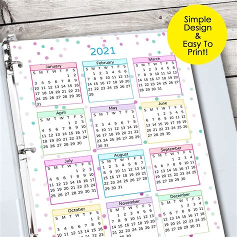 2021 Monthly Planner Printable Monthly Calendar 2021 Etsy