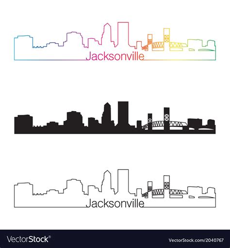 Jacksonville Skyline Linear Style With Rainbow Vector Image