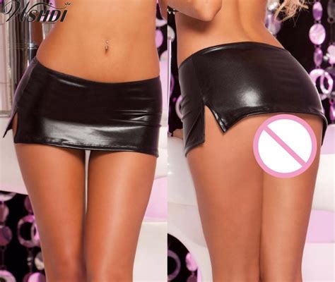 Sexy Latex Skirt Women Pole Dancing Club Wear Short Skirts Patent Leather Micro Mini Skirts