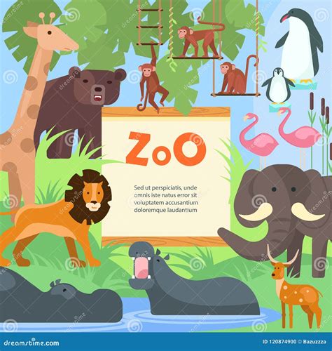 Zoo Animals Vector Poster Template Stock Vector Illustration Of