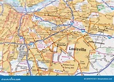 Mapa Do Centro De Louisville Kentucky. Foto de Stock - Imagem de ...