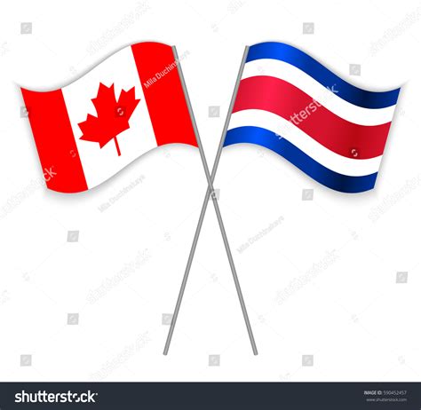Canadian Costa Rican Crossed Flags Canada Stock Vector Royalty Free