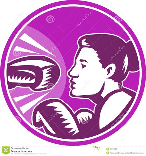 Female Boxer Punch Retro Stock Vector Illustration Of