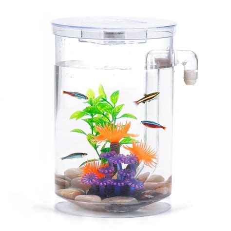 Betta Fish Tank 360 Aquarium With Led Light 1 Gallon Fish Bowl Small