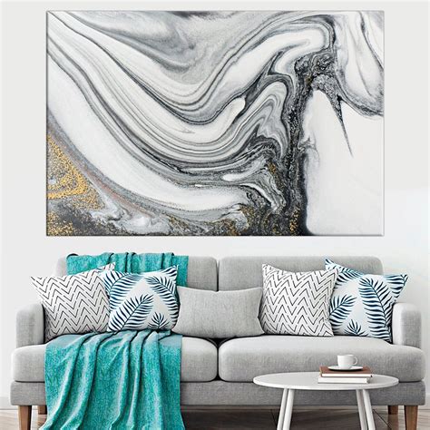 Black Marbling Artwork Marble Abstract Wall Art Decor Large Canvas