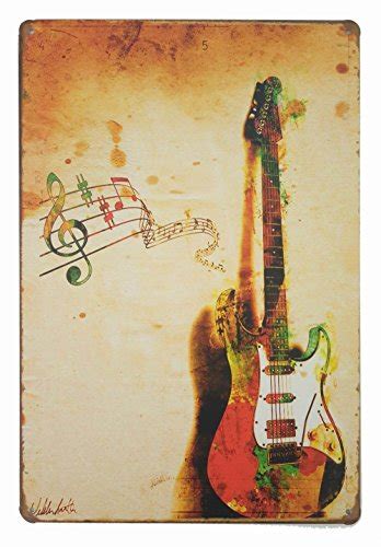 Erlood Music Poster Guitar Retro Metal Vintage Decor Tin Signs 12″ X 8