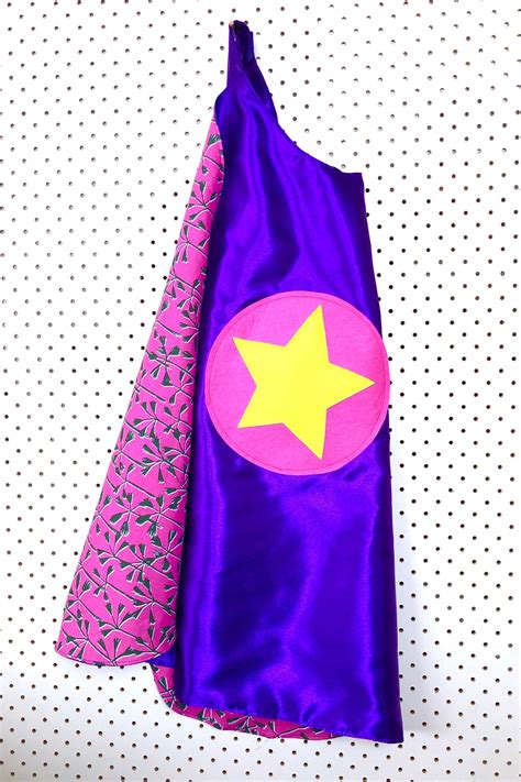 Kids Superhero Cape Purple With Pink Flowers Felt