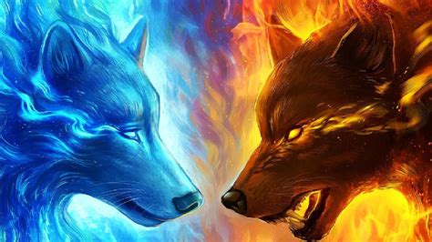 Fire And Ice Wolves Wallpapers Wallpaper Cave