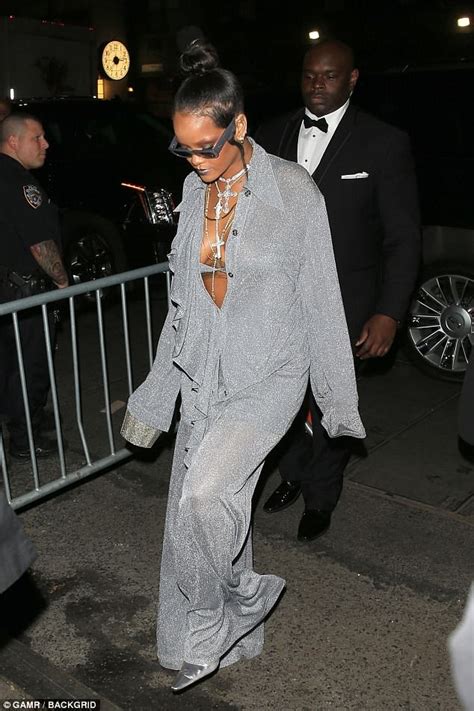 met gala 2018 afterparty rihanna wears oversized silver co ord daily mail online