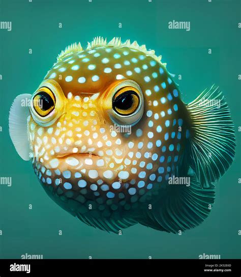 An Illustration Of A Fugu Fish On Green Background Stock Photo Alamy