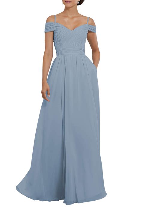 Yorformals Womens Off The Shoulder Pleated Chiffon Bridesmaid Dress