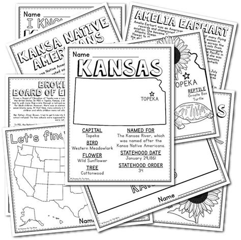 Kansas State Mini Unit Homeschool Social Studies Worksheets