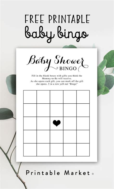 Get this printable and easy to edit baby shower invitation template. Free Baby Shower Game, Bingo, Black and White, Instant ...