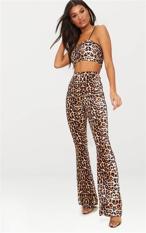 leopard print velvet flared pants prettylittlething aus