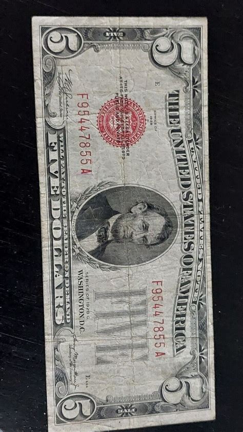 1928 Five Dollar 5 Bill Red Seal United States Note Circulated Ebay