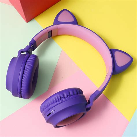 Cat Ears Bluetooth Wireless Headset Purple At Mighty Ape Nz