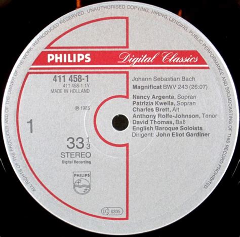 Philips Digital Classics 1985 Bach Magnificat Gardiner Argenta Kirkby