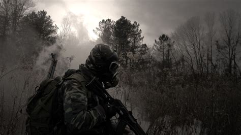 Free Download Hd Wallpaper Trees Military Weapons Gas Masks Ak47
