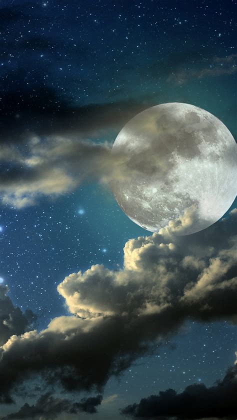Full Moon Night Sky Hd Phone Wallpaper Peakpx