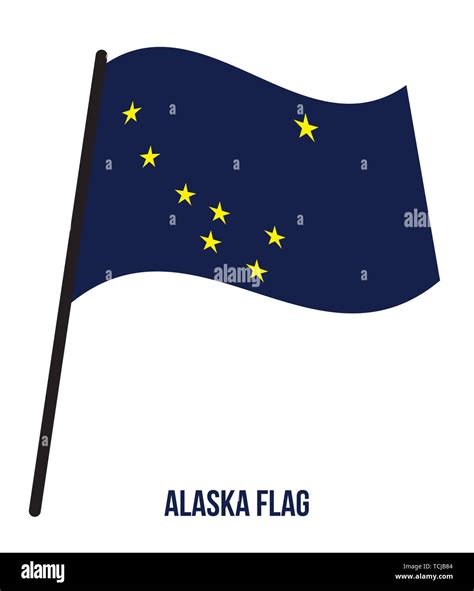 Alaska Us State Flag Waving Vector Illustration On White Background
