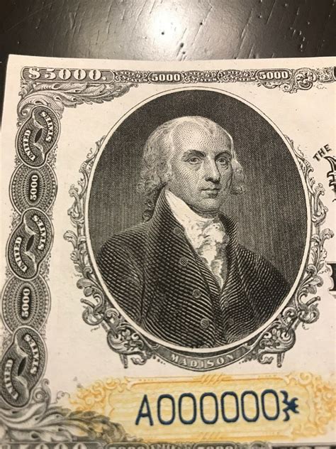 100000 In 1878 5000 Bills Playprop Money Us Notes James Madison