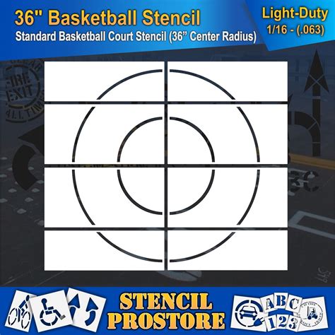 Athletic Marking Stencils 36 Inch Basketball Court Stencil Set 36