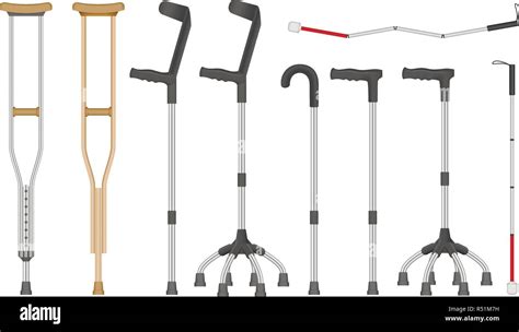 Crutches Icon Set Realistic Set Of Crutches Vector Icons For Web