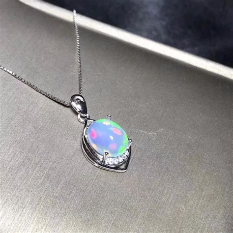 Natural Fire Opal Necklace Sterling Silver Necklace Opal Etsy