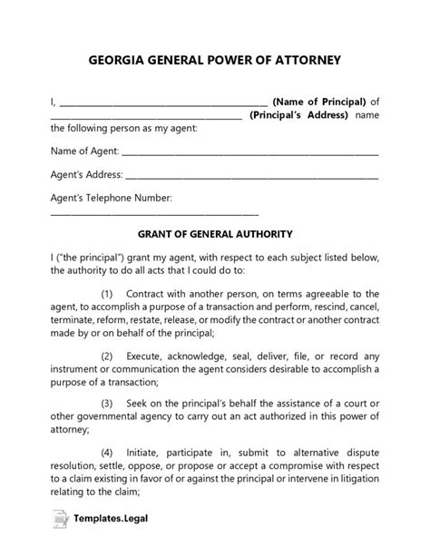Georgia Power Of Attorney Templates Free Word Pdf And Odt
