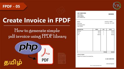 How To Create Invoice Using Fpdf In Php Tamil Part 5 Youtube