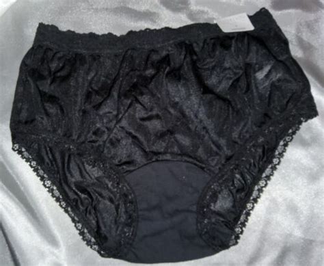 Vintage Nvwt Cotillion 100 Silky Nylon Hipster Panties W Lace Trim Black 6 36 Ebay