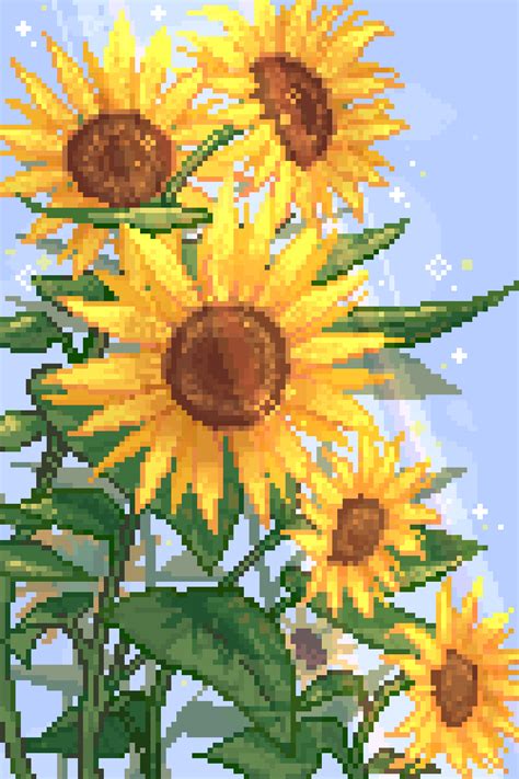 Sunflowers Pixel Art Rdrawing