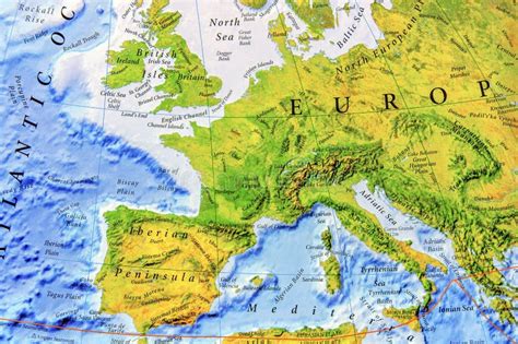 Geographic Map Of Europe Close Stock Photo Image Of Continent Europe