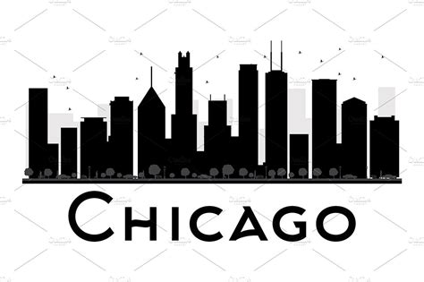 Chicago City Skyline Silhouette ~ Illustrations ~ Creative Market