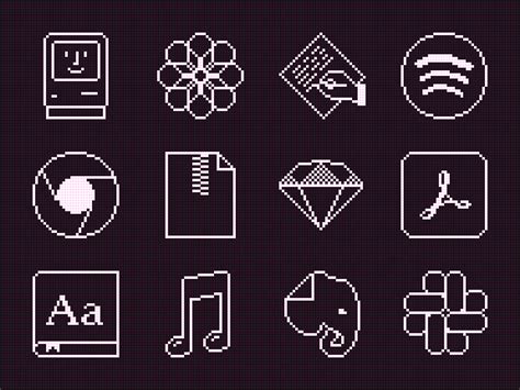 Mac And Pc Old School Retro Pixel Perfect Icon Set With Dynamic