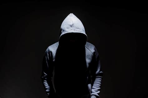 Silhouette Man In Hoodie Sweatshirt Dark Alley Silhouette Man Man