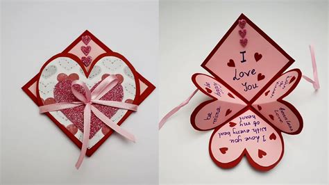 Diy Handmade Heart Pop Up Card For Valentines Day Anniversary Love
